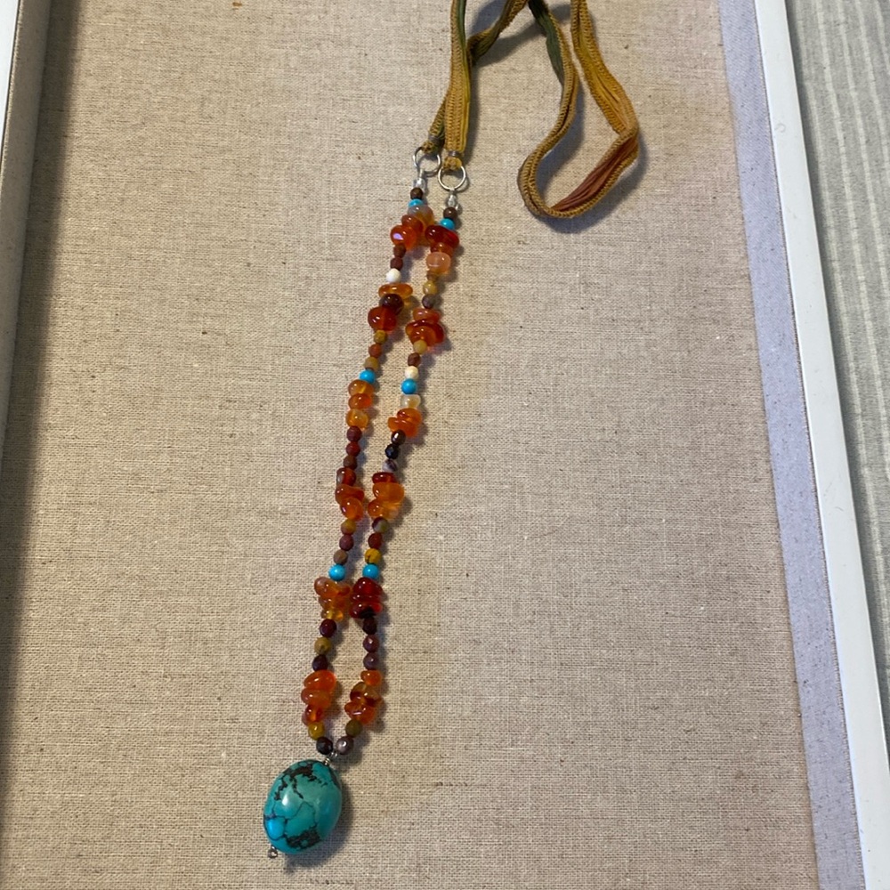 Wonderful Chakra necklace 26” turquoise pendant and beautiful stones